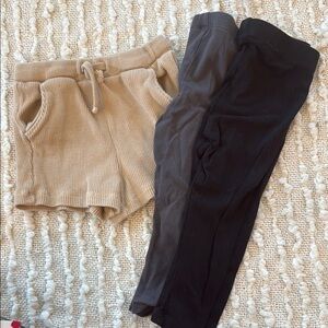 H&M Kids Bottoms - Tan Shorts and Black Leggings